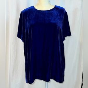 St. John Blue Velvet Short Sleeve Top L